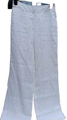 Elisa Rivero Linen Trouser Women Culotte wide Leg Summer 12UK High Waist Pants - Image 1 of 4