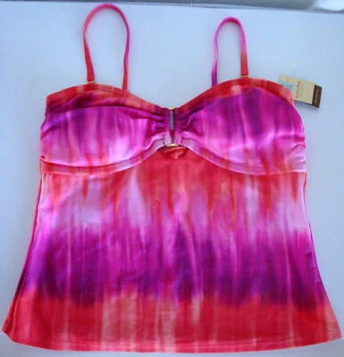 Tankini Top Mujer Misses Talla 10 Sonoma Coral Rosa Púrpura Tie Dye Nuevo Con Etiquetas Foto 1 de 4