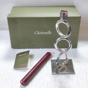 CHRISTOFLE André Putman versilberter Kerzenständer mit unbenutzter Kerze - Bild 1 von 10