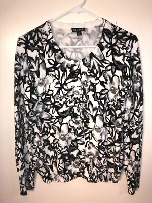 George Black White & Gray Cardigan Sweater Ladies Size M - Image 1 of 4