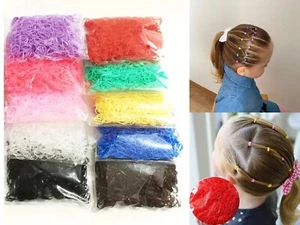1000 Mini Clear Hair Elastics Rubber Bands Braids Braiding Plaits Coloured Small - Picture 1 of 92