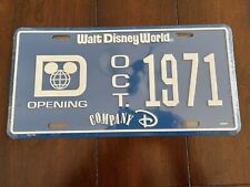 Plaque d'immatriculation en métal bleu Walt Disney World ouverture octobre 1971 neuve scellée