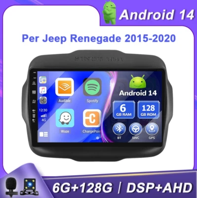 9" Autoradio Android14 Per Jeep Renegade 2015-2020 GPS Navigazione CarPlay 128GB - Immagine 1 di 4