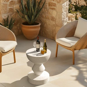 Decorative Garden Stool Concrete Side End Table for Patio Small 18'' Plant Stand - Picture 1 of 17
