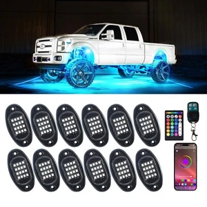 12 Pods RGB LED Rock Lights for Trucks Multicolor Underglow Kit for Car with APP - Picture 1 of 9