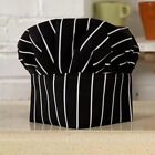 Soft Polyester Chef Hat Adjustable Elastic Cap Baker (Black and White Stripe)