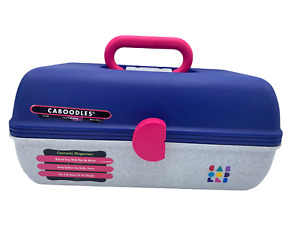 Vtge Caboodles Box Make Up Case Purple Grey 12"x7"x6" Plastic 1990s Stickers