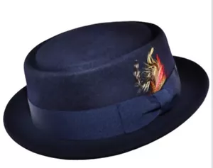 Superb Quality 100% Wool Felt Crushable Pork Pie Hat -Hand Made 4 Colour 4 Sizes - Picture 1 of 14