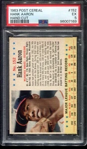 1963 POST CEREAL HAND CUT #152 HANK AARON BRAVES HOF PSA 5 - Picture 1 of 1