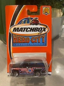 2002 Matchbox Hero City #51 Chevrolet Tahoe Nero Hammer Demolizione - Foto 1 di 1