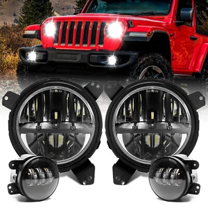 DOT LED Headlights Fog Lights Combo For Jeep Wrangler JL Gladiator JT 2018-2023 - Picture 1 of 15