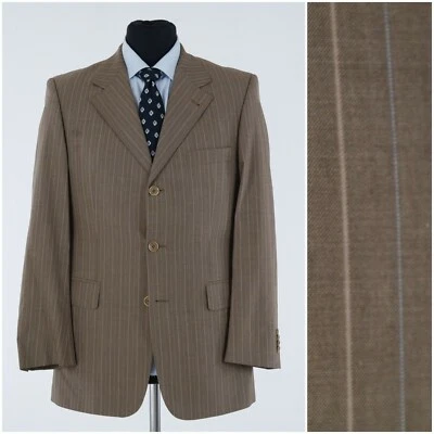 Mens Striped Wool Blazer 40S UK Size CACHAREL Brown Sport Coat Jacket - Image 1 of 4