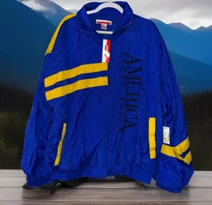 Vtg NWT 90s Perry Ellis America Sailing Windbreaker Colorblock Sz XL Blue/Yellow - Picture 1 of 10