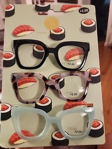 MARTHA STEWART 3 PACK READING GLASSES THICK Retro READERS black, blue, tortoise - Picture 1 of 7