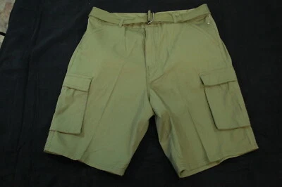 Mens ARMY GREEN WOVEN CARGO SHORTS w/ BELT Leg, Side, & Rear Pockets SIZE 38 - Image 1 of 2