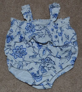 Costume da bagno bambina Janie and Jack bianco blu floreale taglia da 6 a 12 mesi - Foto 1 di 4