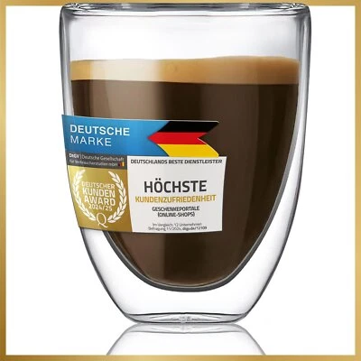 DIMONO Doppelwandige Espressotasse Espresso Tasse aus Boroslikat-Glas doppelwandig 80ml
