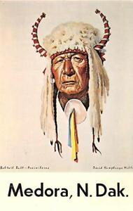Medora, Nd Bob-Tail Bull Native American Indian Art 1969 Vintage Postcard