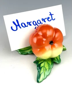 Herend Hungary Figurine TOMATOE ON THE LEAF PLACE CARD STAND HOLDER HANDPAINTED - Picture 1 of 7