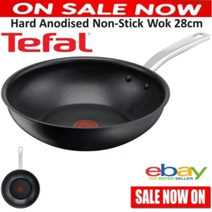 Tefal 28cm Non-Stick Wok Hard Anodised Hardwearing Gas Electric Ceramic Stove AU - Picture 1 of 11