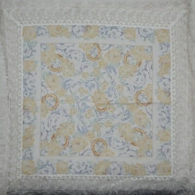 M349 CELINE Algodón Blanco Bufanda Bufandas Bolsillo Cuadrado 20.5" X 22" Foto 1 de 4