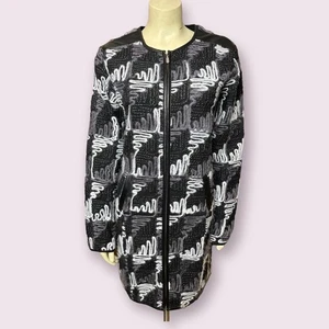 Giacca tribale in pelle nera grigia e lana - Foto 1 di 6