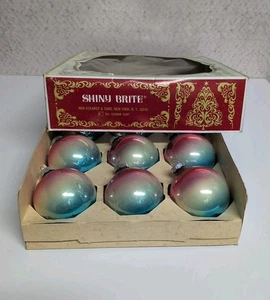 12 Vintage Shiny Brite Ombre Mercury Glass Christmas Ornaments USA Patriotic MCM - Picture 1 of 15