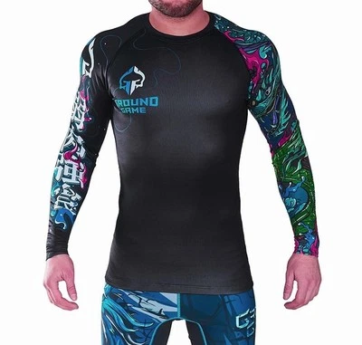 Ground Game Dragon Mens Rash Guard Medium bjj jiu jitsu m preowned - Image 1 of 4