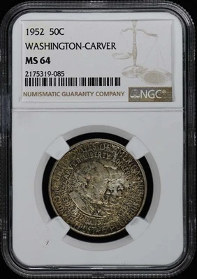 WASHINGTON-CARVER 1952 Silver Commemorative 50C NGC MS64 - Image 1 of 2