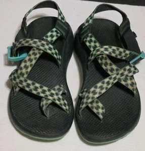 Chaco Damen-Wandersandalen 9 klassische grüne Sportmuster geometrisches Muster Outdoor gebraucht - Bild 1 von 9
