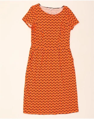 BODEN Womens Long Basic Dress UK 12 Medium Orange Geometric Cotton DF99 - Image 1 of 3