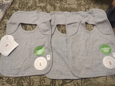 NUEVO Baberos de hombro Burt’s Bees de 3 vueltas de algodón orgánico gris liso Foto 1 de 4