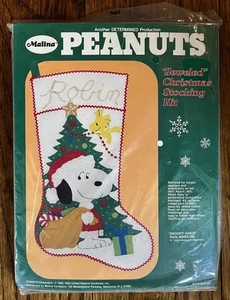 VTG ‘65 SEALED MALINA PEANUTS Christmas  Stocking KIT - “SNOOPY SANTA” 8450/005 - Picture 1 of 4