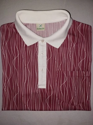 Vintage Men's Haband 1970's Poly & Cotton Burgundy & White Short Sleeve Shirt L - Image 1 of 4