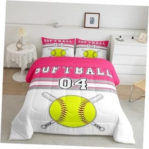 Softball Bedding Set Twin Size Softball Gaming Duvet Set for Kids Boys Girls - Picture 1 of 8