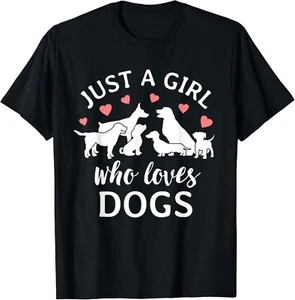 Just A Girl Who Loves Dogs Cute Dog Mom Gift Unisex T-Shirt - Picture 1 of 3