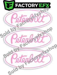 3 Custom White & Pink Peterbilt 359 Grille Hood Decal Emblems Truck - Foto 1 di 6
