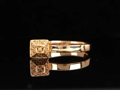 Raro Gucci Chiodo Oro 18K Elegante Amarillo Redondo Pavé Diamante Cóctel Anillo Banda 5 Foto 1 de 4