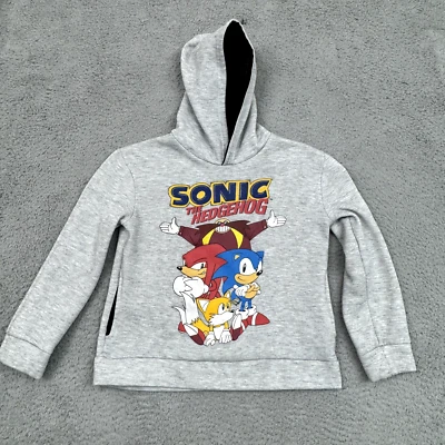 Sonic The Hedgehog Hoodie Sweater Boys 10/12 Grey Graphic Sega Tails Knuckles - Image 1 of 4