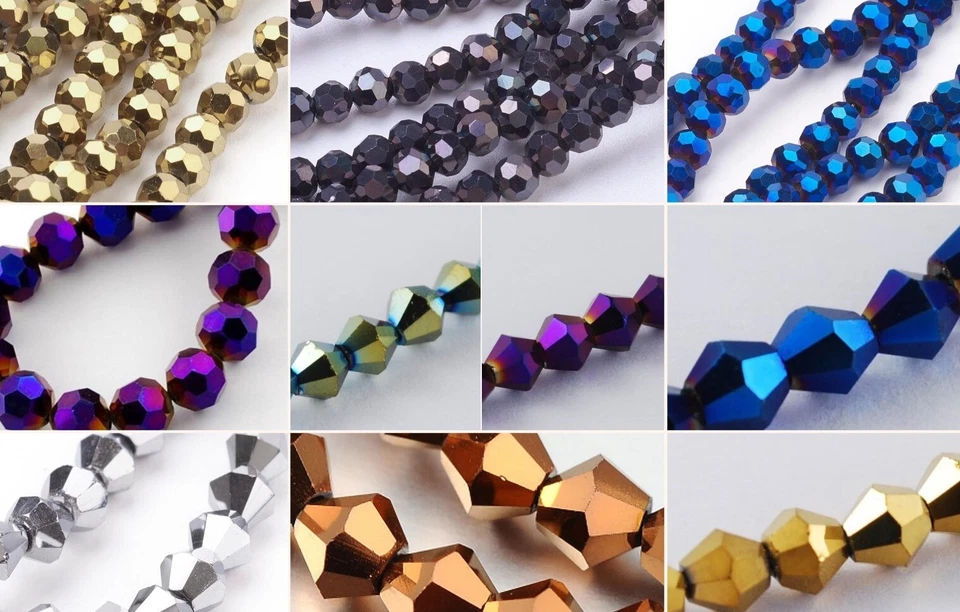 4mm Glasschliffperlen 90-110St. Fädelloch 1mm versch.Farben metallic plated - Bild 1 von 1