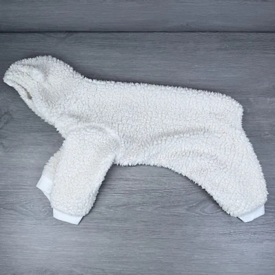 Italian Greyhound IGGY 4 Leg Fleece Jumper Dog Pajama SM Faux Sherpa & Bear Hood - Image 1 of 4