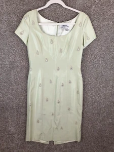 Chetta B Sherrie Bloom Peter Noviello Sheath Dress Womens 6 Pale Green Beaded - Picture 1 of 8