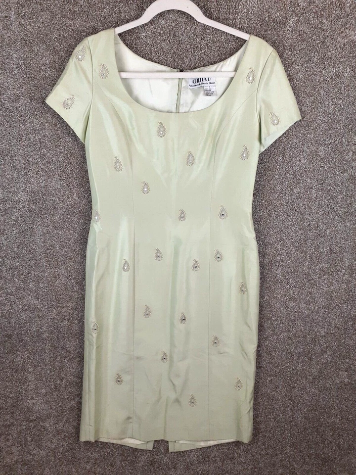 Платье-футляр женское Chetta B Sherrie Bloom Peter Noviello 6 бледно-зеленое с бисером - Изображение 1 из 4