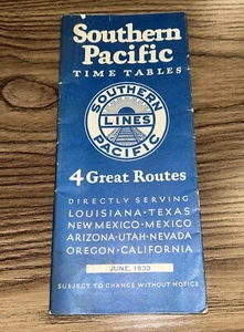 SP Southern Pacific Lines 4 Great Routes Time Tables April 23-May, 1933 - Bild 1 von 5