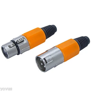ORANGE 3pin XLR MALE and FEMALE mic cable microphone plug audio cords connectors - Picture 1 of 1