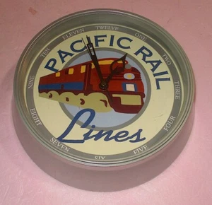 Pacific Rail Lines Railroad Wall Clock Battery Powered 10" TESTED & WORKS - Picture 1 of 3