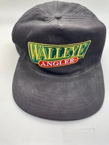 Walleye Angler Fishing Snapback Black Baseball Cap Embroidered Adjustable - Picture 1 of 6