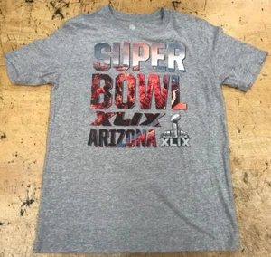 SUPERBOWL XLIX Youth Large 14/16 Shirt Gray Patriots VS Seahawks ARIZONA NFL - Picture 1 of 8
