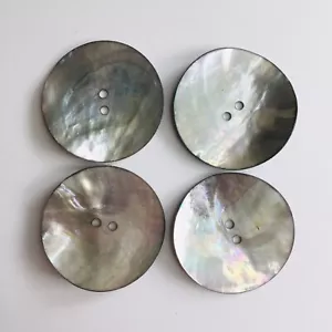 HUGE 4 REAL DARK AGOYA BUTTONS - 2HOLE CREAM/GREY COLOR - 36MM - Picture 1 of 7