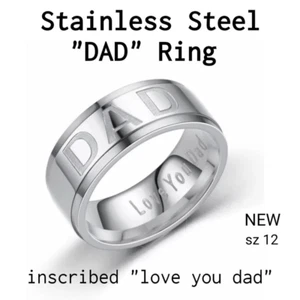 DAD Stainless Steel Ring sz 12 (inscribed "love you dad") NEW! - Picture 1 of 3